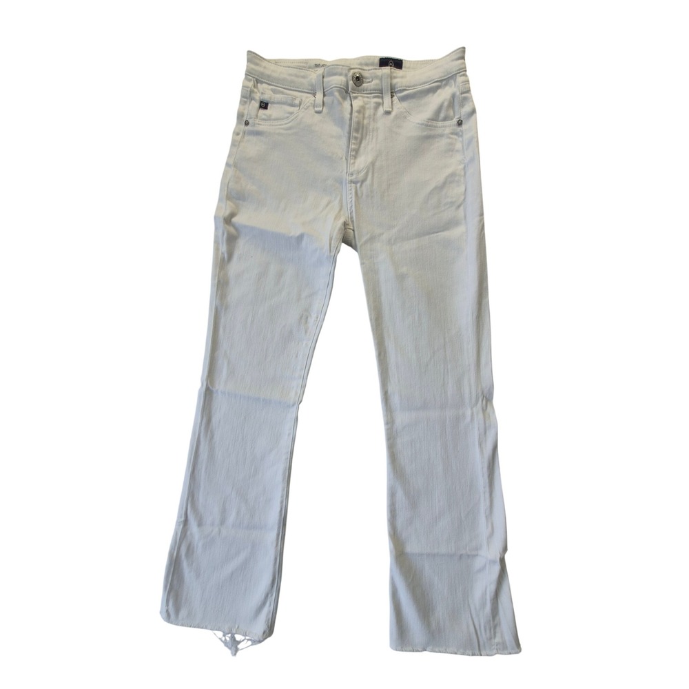 AG Jodi Crop Jeans Womens 26R White High Rise Slim Flare Raw Hem